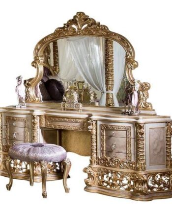 High-End-European-Style-Hand-Carved-Dresser-With-Stool